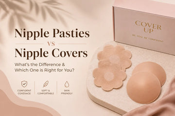 Nude nipple covers providing discreet coverage without a bra