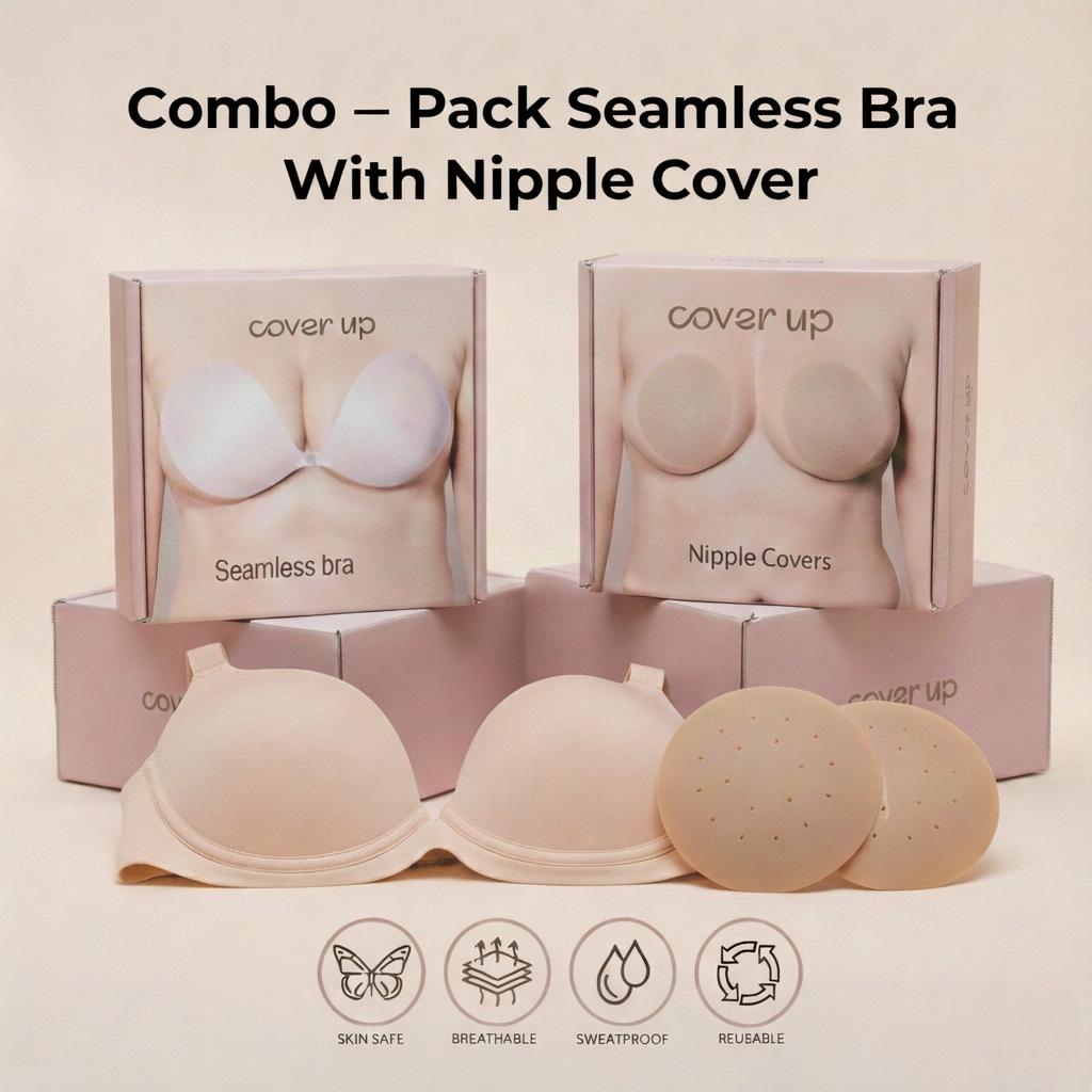 Seamless Bra With Free Nipple Covers Combo Kit