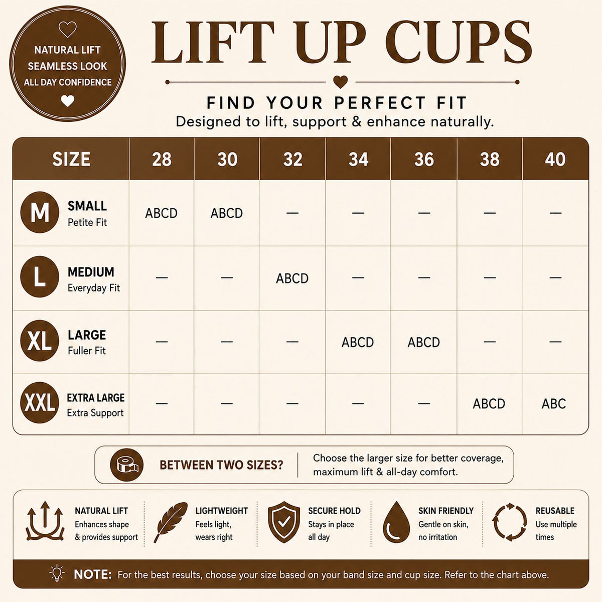 Lift Up Cup With 2 Pairs of Nipple Pasties